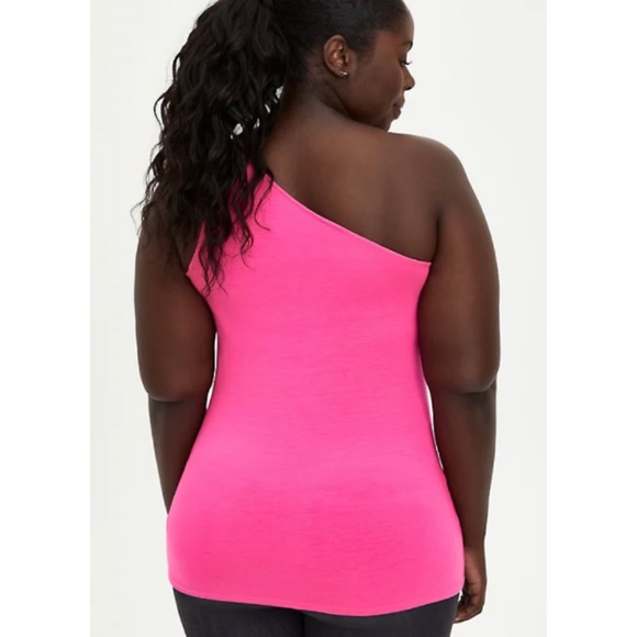 🆕 Neon Pink One Shoulder Tank Top 2X 18 20 NWT - Picture 2 of 6
